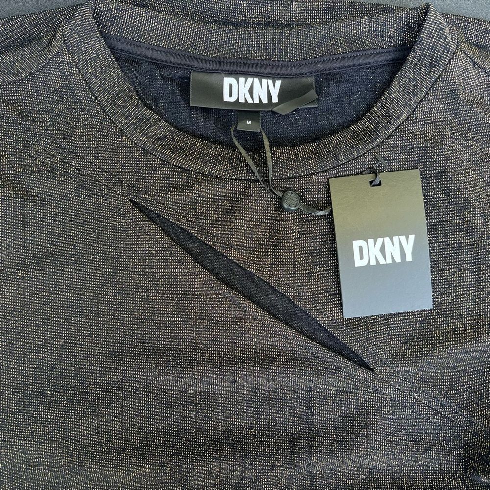 Dkny Metallic Gold Keyhole Top M New - Picture 3 of 11